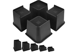 DEDU Bed Risers 4 Inch Heavy Duty 4 Pack, Furniture Risers for Sofas Oversized Supports Up to 11000 Lbs, Upgrade Couch Risers L Shape for Sofas, Couch, Desk or Chair (Black)