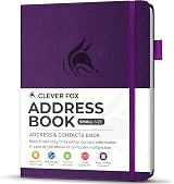 Clever Fox Address Book PU Leather Hardcover Purple 60 Pages A-Z Tabs
