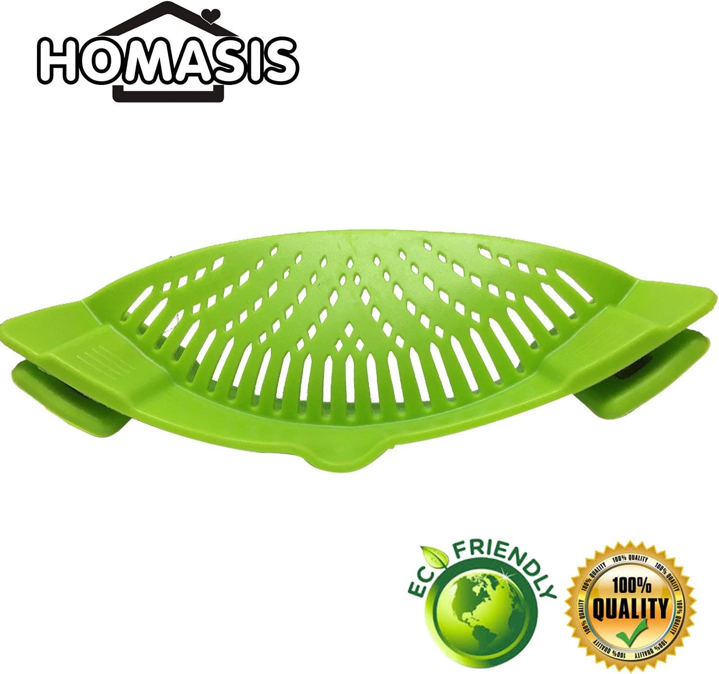 HOMASIS - Food Clip-on Strainer, for Spaghetti, Noodles,Ground Beef,Vegetables,Fits All Pots