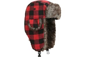 Trapper Hat Warm Faux Fur Winter Hats for Men Women, Winter Hat with Ear Flaps Hunter Fuzzy Mens Lumberjack Hats