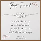 JOESKEKUN Best Friend Bracelet, 925 Sterling Silver Heart Bracelet, Friendship Gifts for Women