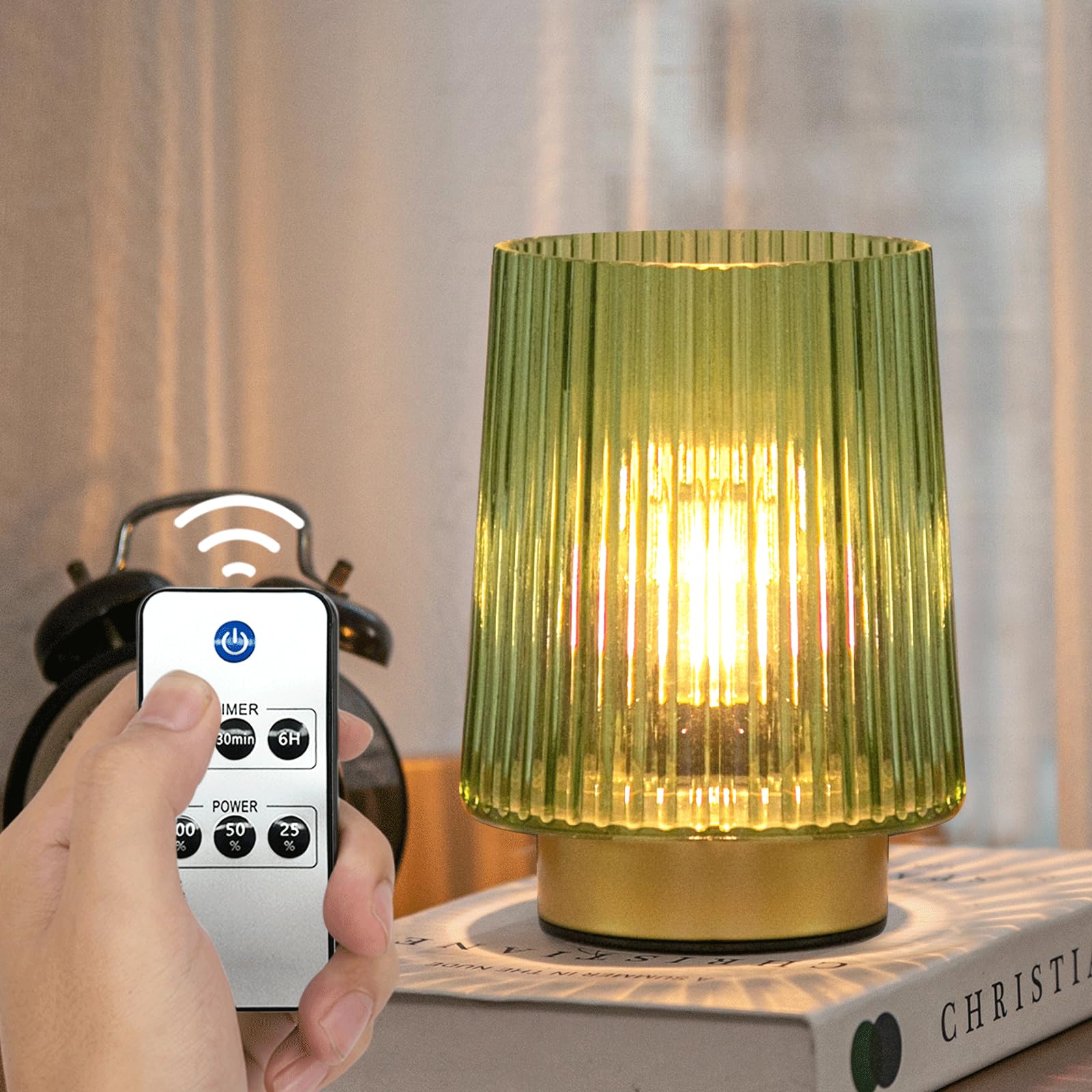 Photo 1 of ULAROOM Dorm Battery Operated Lamp with Remote Control (Forest Green)