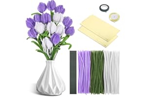Starvortex 320pcs Pipe Cleaners for Craft Kids, Purple Tulip Fuzzy wire Craft Kits with Floral Wire Floral Tape, 30cm Long Fl