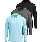 Real Essentials 3 Pack: Men's Dry Fit Wicking Long Sleeve Fishing Active Hoodie Pullover Sweatshirt (Big & Tall)