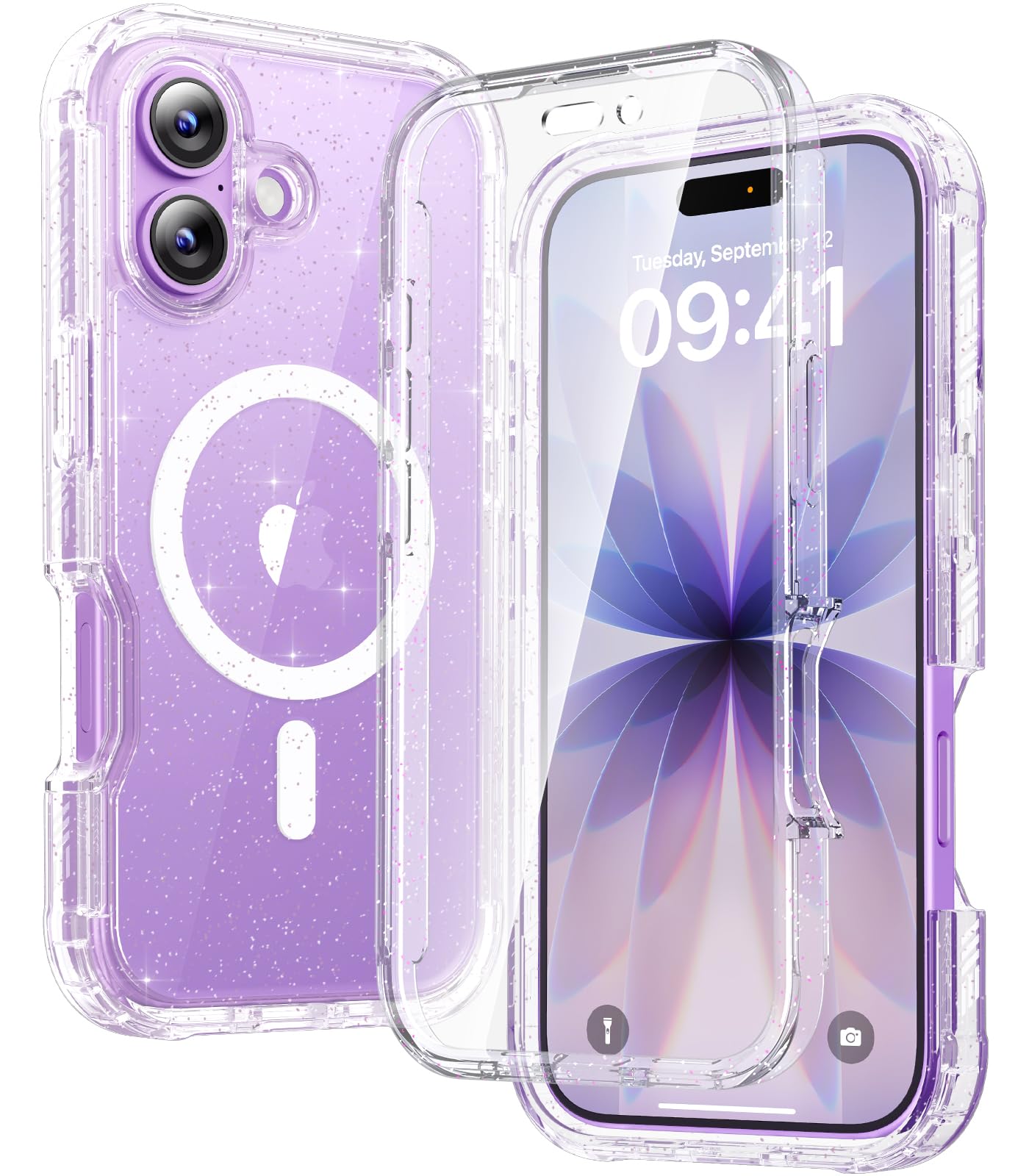 Photo 1 of Diaclara Magnetic Designed for iPhone 17 Case 6.3 Inch Full Body Bumper,[Compatible with MagSafe] Military Drop Proof Cover with Built-in Touch Sensitive Anti-Scratch Screen Protector Clear Glitter