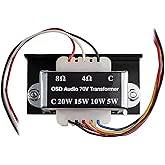 OSD Audio SP70T 70V Commercial Speaker Transformer, 8 Ohm, 5W to 20W Taps | Works with 70V or 100V Amps, 4 or 8 Ohm Speakers, 20Hz to 20kHz, Adhesive Mount, for Ceiling and Wall Paging or Music