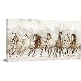 KREATIVE ARTS Vintage Horse Canvas Wall Art 20x40 - Brown Running Horses Picture for Farmhouse Decor - Rustic Animal Painting for Living Room, Bedroom, Office
