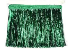 YYCRAFT 8" Wide Tinsel Fringe Trim Garland - Dance Costume Trimming With Shiny Foil Effect for Party Decor (5 Yards, Emerald Green)