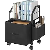 MAHANCRIS Small File Cabinet, Rolling Filing Cabinet for Under Desk with Divider, Single Non-Woven Fabric Drawer File Organizer for A4/Letter Size Documents, Under Desk Storage, Black FCBK3001