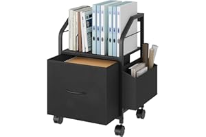 MAHANCRIS Small File Cabinet, Rolling Filing Cabinet for Under Desk with Divider, Single Non-Woven Fabric Drawer File Organiz
