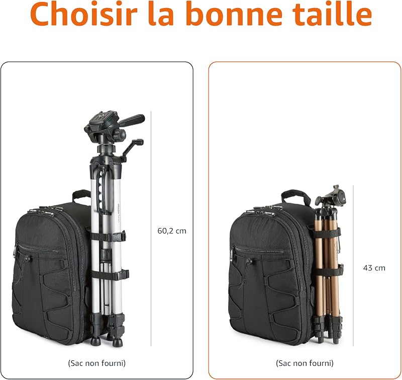 Trépied 127,0cm pour Appareil Photo Reflex Numérique, Léger, avec Sac, Hauteur Réglable, Champagne