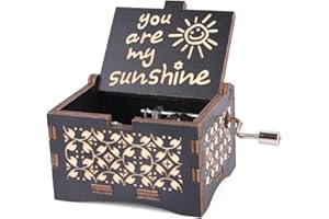 byykit You are My Sunshine Music Boxes,Unique Gifts for Mom/Daughter/Wife,Wooden Hand Crank Vintage Black Musical Boxes for Birthday/Anniversary/Christmas/Valentines Day/Mothers Day