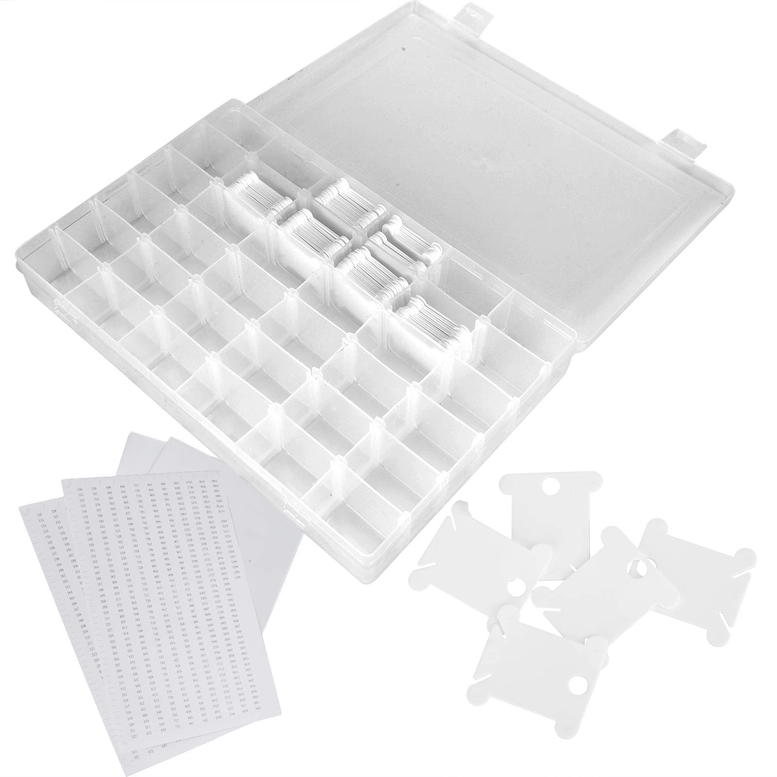 120Pcs Floss Bobbins Winding Board Embroidery Organizer Plastic Winding Board Cross Stitch Tool Set