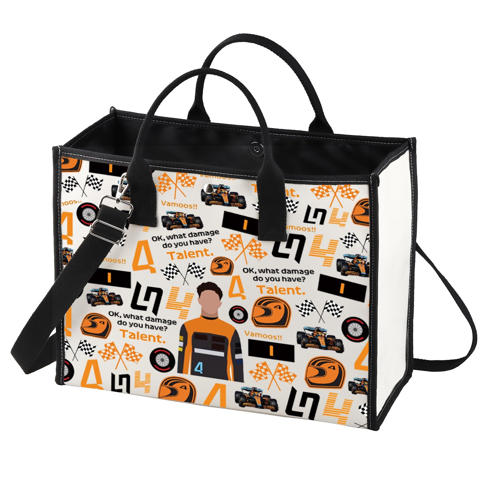 LEVLO Racing Fans Tote Bag Racing Game Gifts Ok What Damage Do You Have Talent Racing Shoulder Bag Racing Car Merchandise (4 Talent LT)