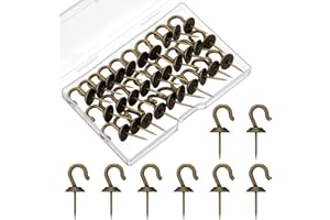 Hotop 30 Pieces Push Pin Wall Hooks Metal Thumb Tack Hangers Iron Alloy Nail Decorative Picture Hooks for 20 Lbs Home Office School Party Supply (Bronze)