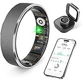 prxxhri Smart Health Ring, Featuring Stress and Sleep Monitoring Functions, Compatible with iOS and Android, Waterproof Fitness Tracker for Women & Men, No Subscription Fee. (Gunmetal Gray, 9)