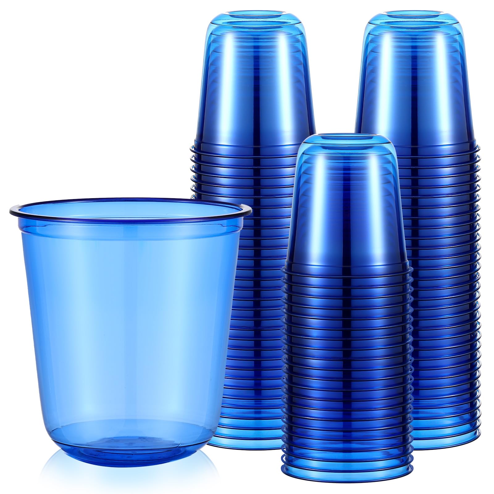 Photo 1 of Ziliny Disposable Stemless Glasses 12oz Crystal Plastic Wine Glasses Clear Classic Pet Cup for Meeting Weddings Birthdays Cocktail Christmas Party Supplies(Blue,50 Pcs)