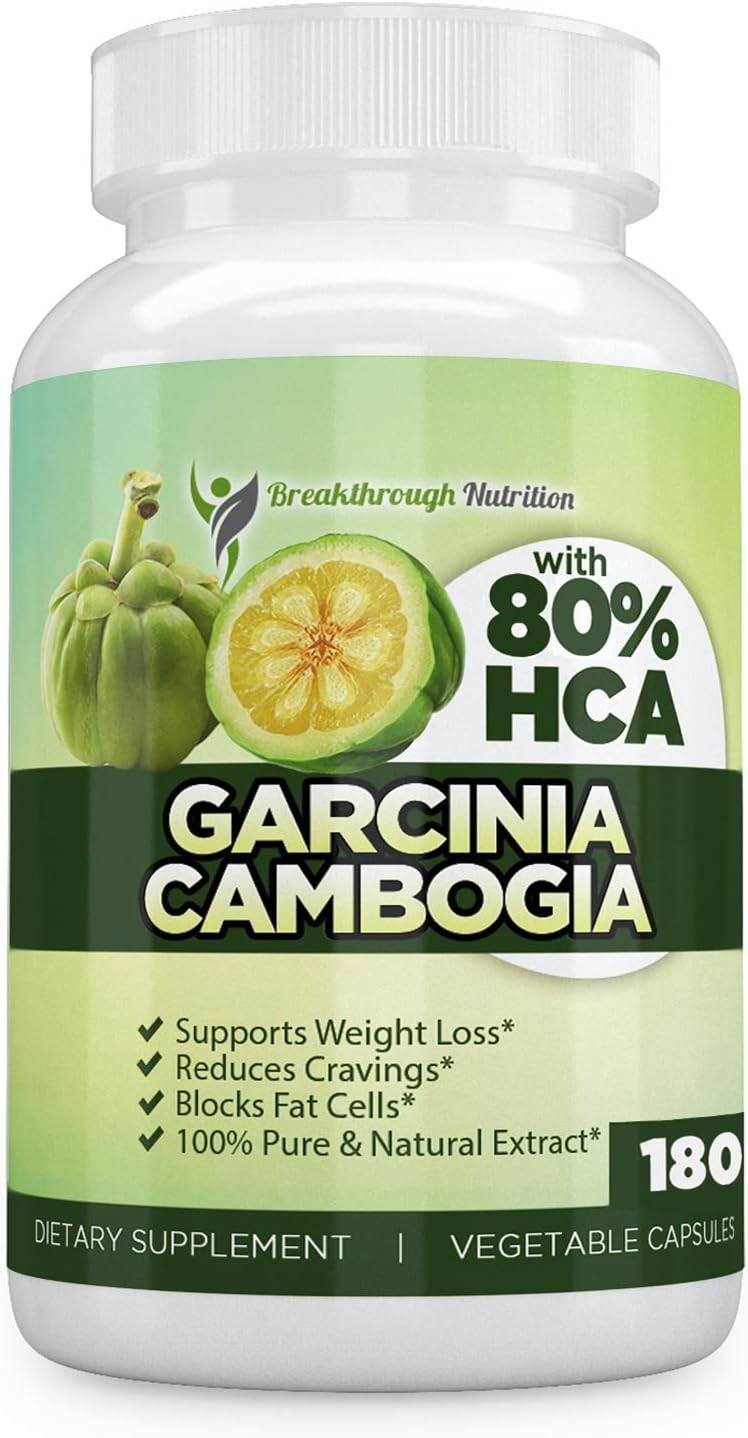 Pure Garcinia Cambogia Extract 80% HCA by Breakthrough Nutrition - Natural & Organic Appetite Suppressant & Weight Loss Supplement
