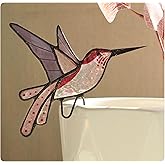 Lolitarcrafts Stained Glass Hummingbird Suncatcher for Planter Decoration – Colorful Glass Plant Pot Ornament, Ideal as a Gift for Christmas or Other Occasions (Purple A)