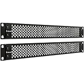 VCELINK 1U Blank Panel, 19" Ventilated Rack Blank, 2-Pack | 1U Ventilated Blank Panel, Detachable Design for 19" Server Rack, S45C Carbon Steel Material, Screws Included