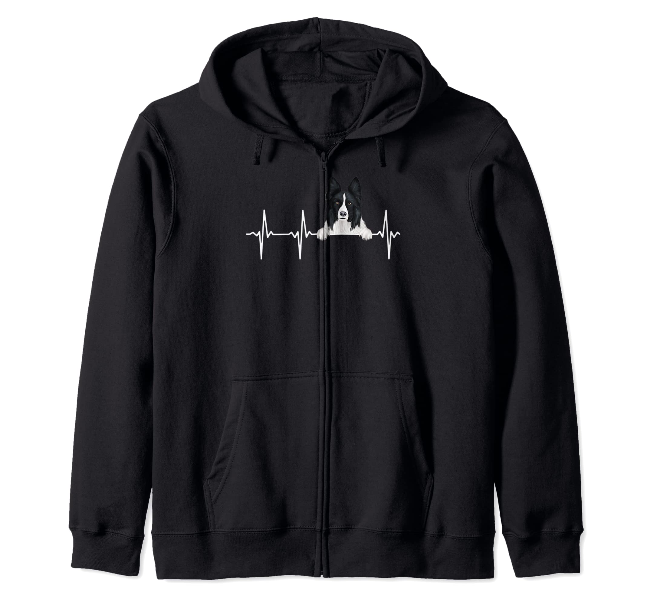 Funny Dog Heartbeat For Border Collie Lovers Zip Hoodie