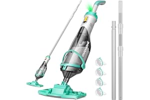 VIVOHOME Cordless Pool Vacuum with Telescopic & Extension Poles 9.12ft, 18.5 GPM Suction, 60-Min Run Time, Handheld Cleaner Rechargeable with Battery Indicator for Pools/Spas/Hot Tubs - Green