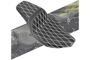 HCmotorku One-piece Two-Up Seat Driver Passenger Seat Fit for Harley Touring Street Glide FLHX Road Glide FLTRX Street Glide Ultra FLHXU CVO Road Glide ST FLTRXSTSE 2023 2024 2025 (White Stitching)