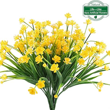 MIHOUNION Künstliche Blumen Deko 4 Stück Kleine Gefälschte Blumen