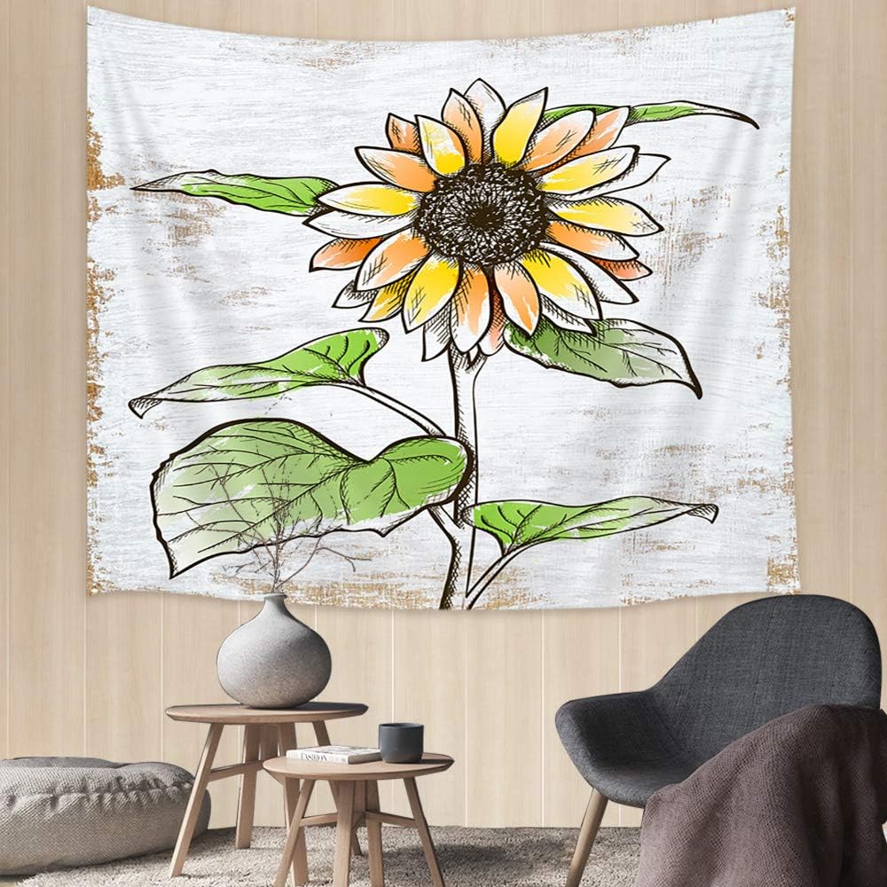 Sunflower Tapestry, Farmhouse Country Style Sunflower on
