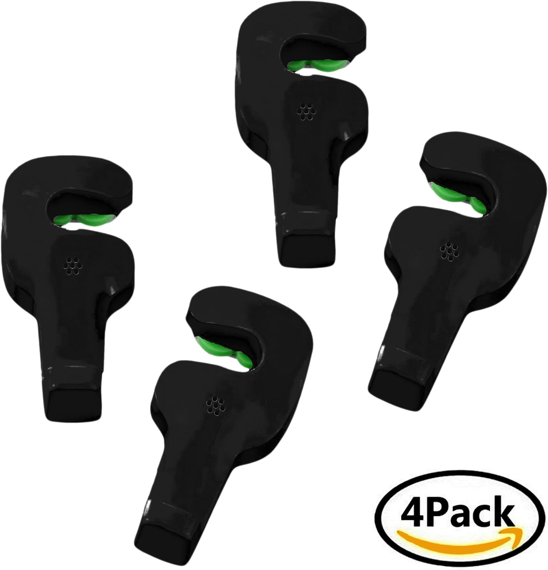 Pack of 4 Multipurpose Car Headrest Hooks, Universal Vehicle Back Car Seat Hanger Hook, Space Saving Backseat Holder Hooks for Bag, Purse, Grocery Bags (Black)
