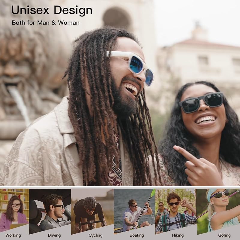 OhO Open Ear Smart Glasses, UV400 Z87.1 Lightweight Bluetooth Sunglasses