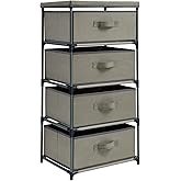 Juvale 4-Tier Dresser for Bedroom - 16.5 in x 13 in x 33 in, Light Gray Fabric, 4 Drawers - Narrow Closet Storage Drawers & Organizer - Steel Frame & Easy Assembly