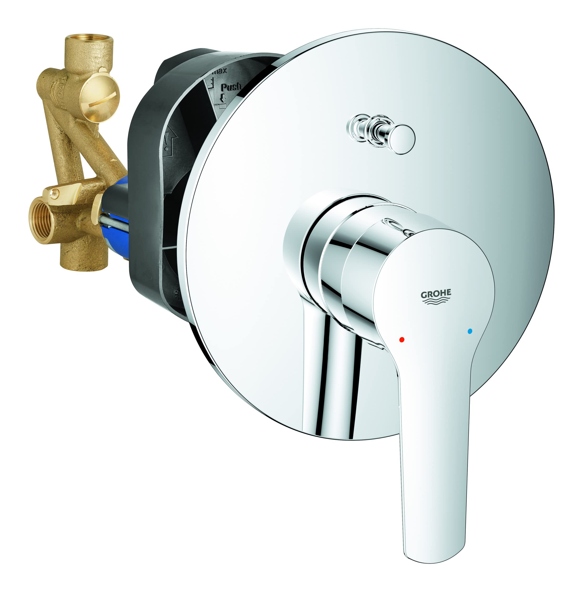 GROHE Start Single-Lever Bath Mixer Trim for Concealed Installation (Incl Concealed Body), Chrome Finish, 23558002