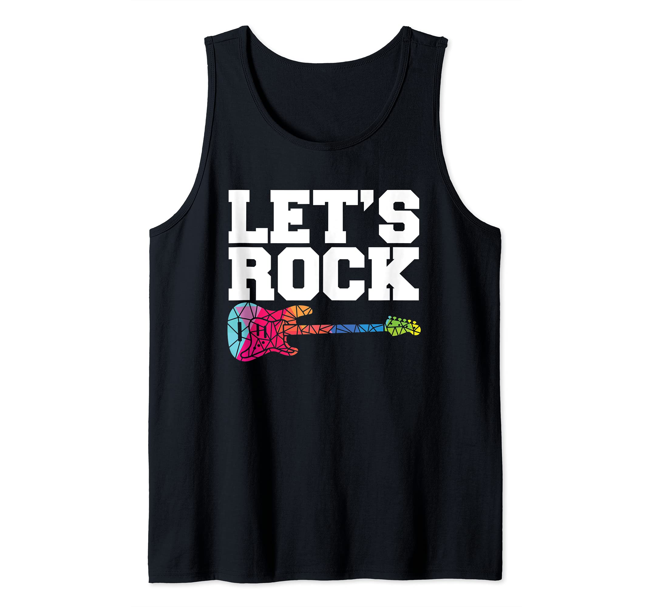 Lets Rock I Rock n Roll Guitar Retro Musician I Guitar Tank Top