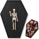 Halloween Coffin Charcuterie Board Party Decorations | Gothic Halloween Kithcen Decor Serving Dishes Tray Cutting Board, Gothic Coffin Platter with Engraved Skeleton