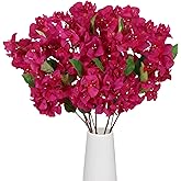 INSUNSIX 5pcs Bougainvillea Artificial Flowers Silk Fuchsia Mixed Bougainvillea Vines for Home Decor Living Room Patio Tall Vase Wedding Party Arch Aisle DIY