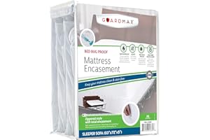 Guardmax Jersey Knitted Sleeper Sofa Zippered Mattress Encasement - Waterproof & Bed Bug Proof Mattress Protector - Comfortable, Soft, and Noiseless Zippered Bedding - Dust Mite Proof (60 x 72 x 5)