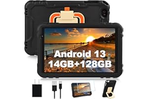 AOCWEI 2024 Tablet 10 inch Android 13 Tablets with Octa-Core, 14GB RAM 128GB ROM, 8000mAh Battery, Drop-Proof Case, TF 512GB, HD IPS Touchscreen, 5G/2.4G WiFi, Bluetooth 5.0, GPS, Split Screen Support -Black