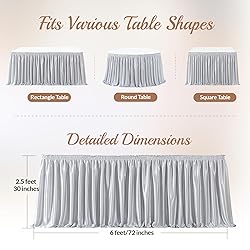 6ft Length Glitter Silver Table Skirt Rectangle