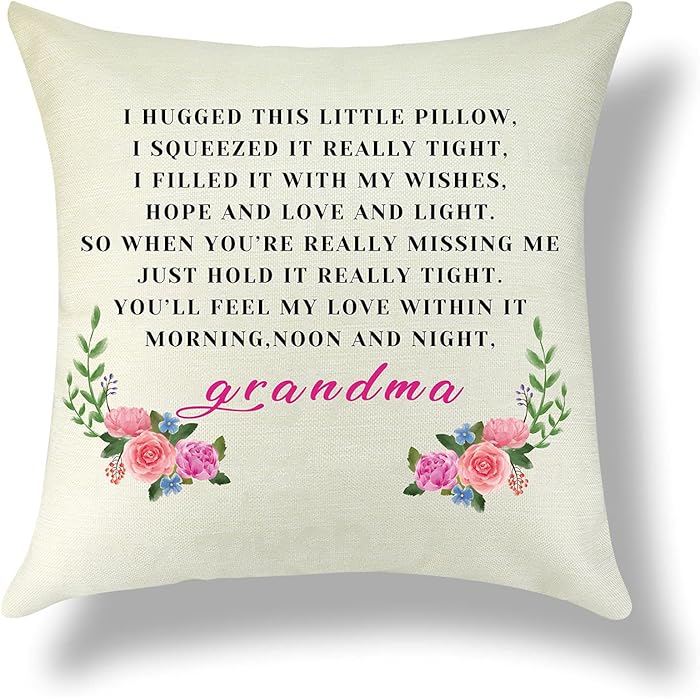 Sazuwu Gift for Grandmother Pillowcase Grandma Gift from Grandson Throw Pillow Cover Linen Pillow Cover Home Decor Cushion Cover Birthday Christmas Thanksgiving from Grandchildren 18