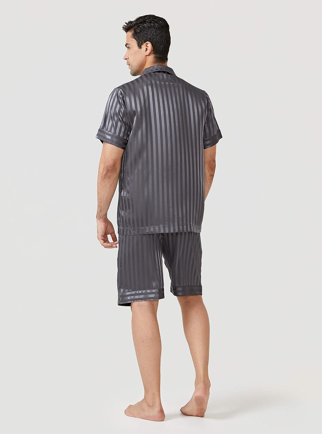 DAVID ARCHY Men's Satin Silky Sleepwear Pajamas Set Button-Down Short Sleeve Loungewear: Clothing