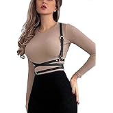 WARANDOD Leather Harness for Women Fashion Goth Chest Pu Black Harness Top Body Punk Belt Adjustable Waist Belts Rave Cosplay Halloween Accessories(Fits Waist 29.1-31.1in)
