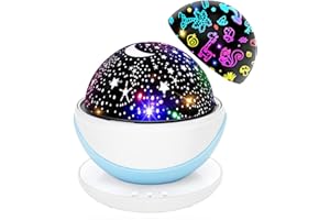 Night Light for Kids, Rauxe Kids Night Light, Space & Animal World Star Projector 360° Rotation - 4 LED Bulbs 17 Light Color Changing with USB Cable, 6H Auto-off, Wonderful Gift for Men Women Children