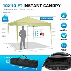 TOOLUCK 10x10 Pop Up Canopy Tent with 3 Sidewalls