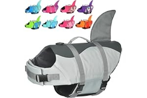 Doglay Dog Life Jacket, Ripstop Cute Shark Dog Life Jacket with Superior Buoyancy and Rescue Handle, Adjustable Dog Life Vests for Swimming Boating, Pet Flotation Vest for Small Medium Large Dogs