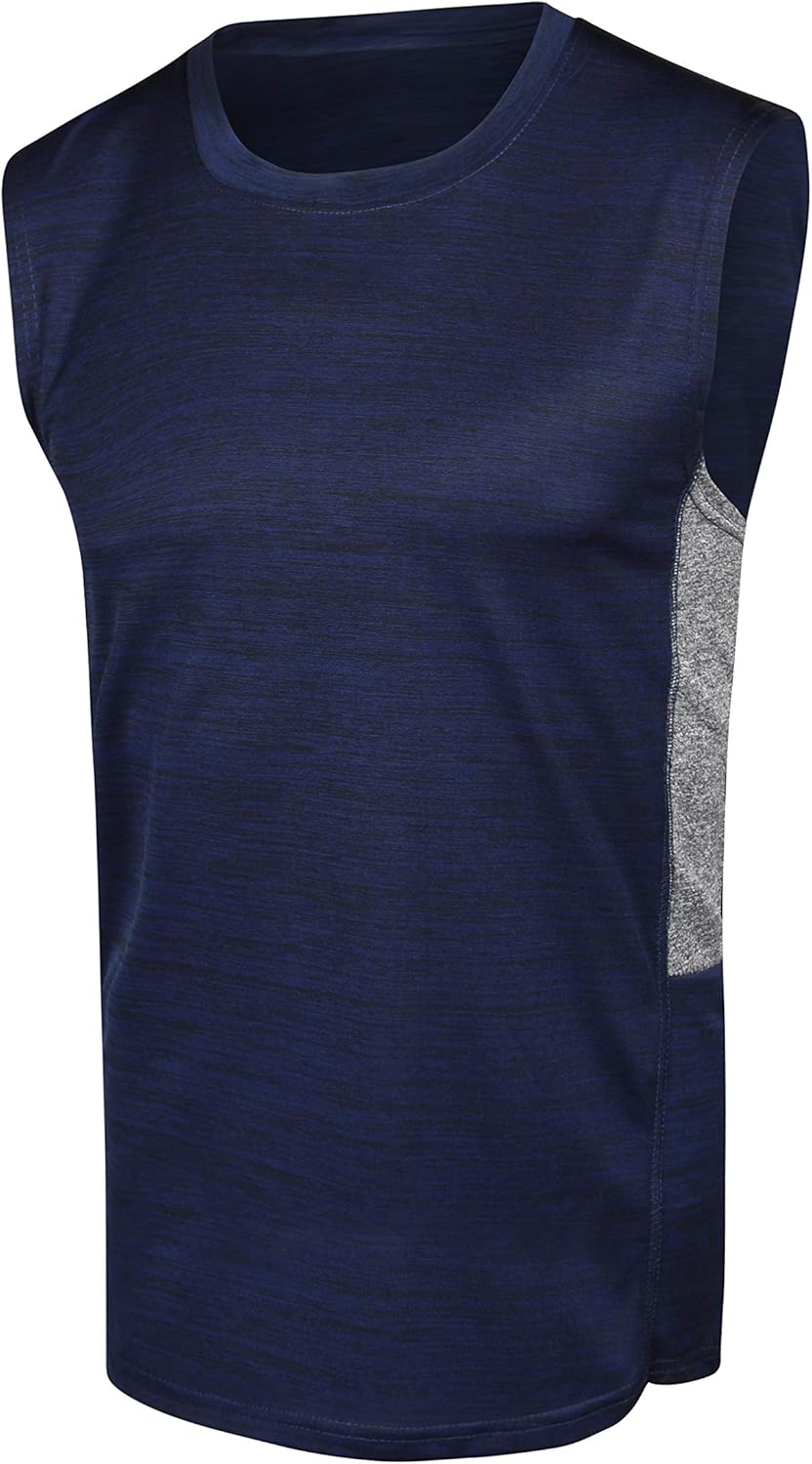 5 Pack: Men's Dry-Fit Active Athletic Tech Tank Top - Workout & Training Activewear: Clothing
