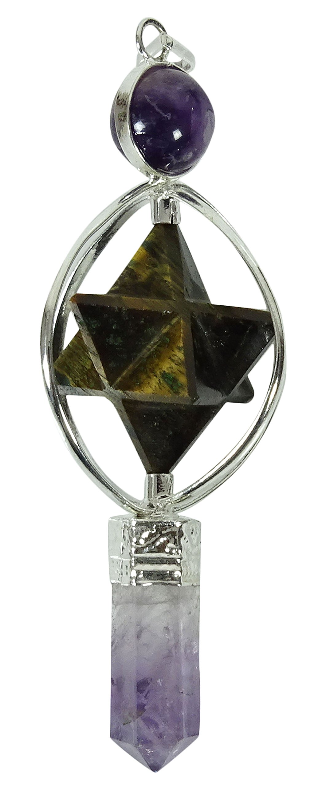 Harmonize Pencil Pendant Tiger Eye Merkaba Dowsing Pendulum Reiki Healing Crystal Spiritual Gift