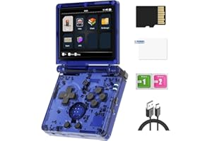 DORITENEY RG35XXSP Handheld Retro Game Console 3.5" IPS Screen 64GB TF Card with 5500+ Games, 3300mAH Battery Support WiFi Bluetooth HDMI(Blue Transparent)