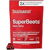 Humann SuperBeets Heart Chews, Nitric Oxide and Blood Pressure Support, Grape Seed Extract & Non-GMO Beet Root Powder Energy Supplement, Pomegranate Berry Flavor, 60 Count