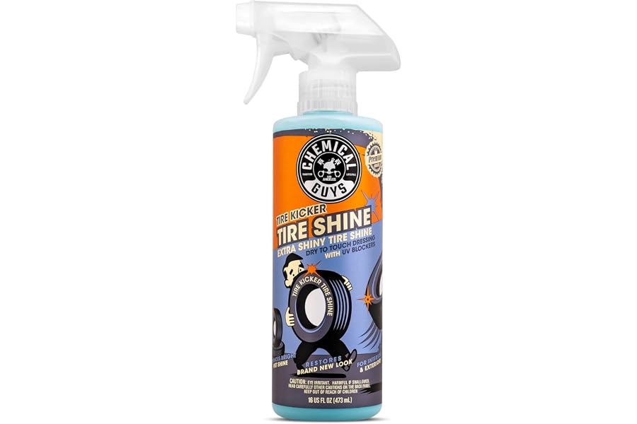 Chemical Guys Tire Kicker Sprayable Extra Glossy Tire Shine Spray, Dry-to-Touch Dressing - Restores Wet Look to Rubber, Vinyl
